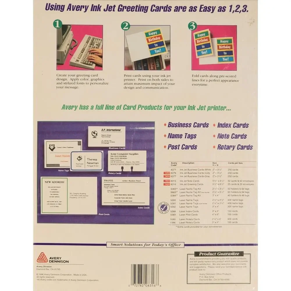 Avery 8316 New Pack of Ink Jet Greeting Cards 25 Pre-scored Sheets 8.5